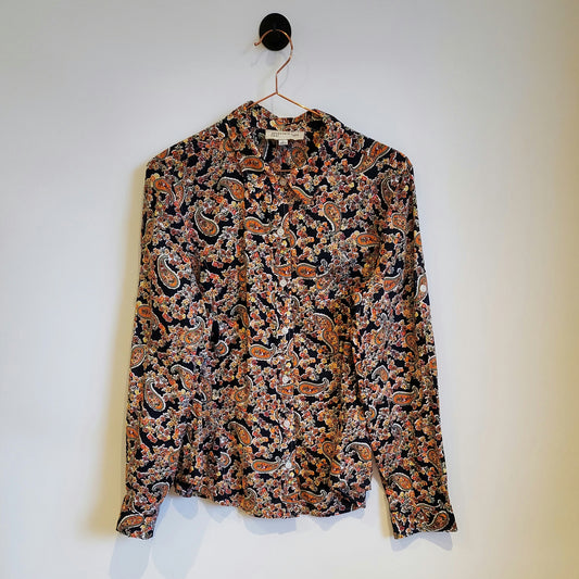 90s Vintage Paisley Print Blouse | Size 12