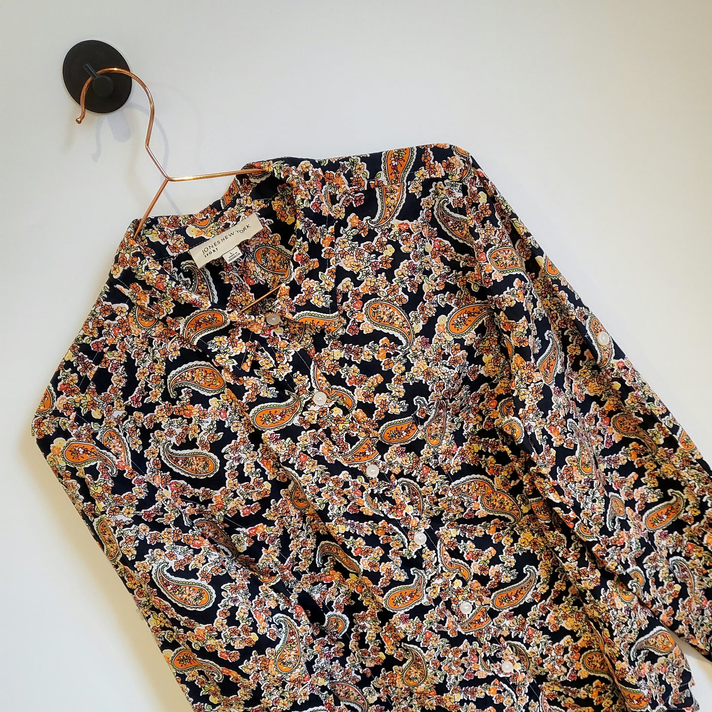 90s Vintage Paisley Print Blouse | Size 12