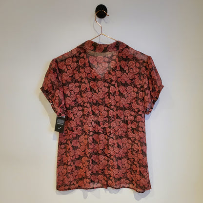 Sheer Y2K Floral Blouse | Size 10-12