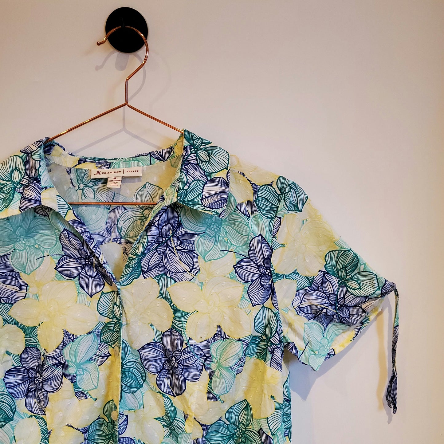 Vintage 90s Floral Short Sleeve Blouse | Size 10