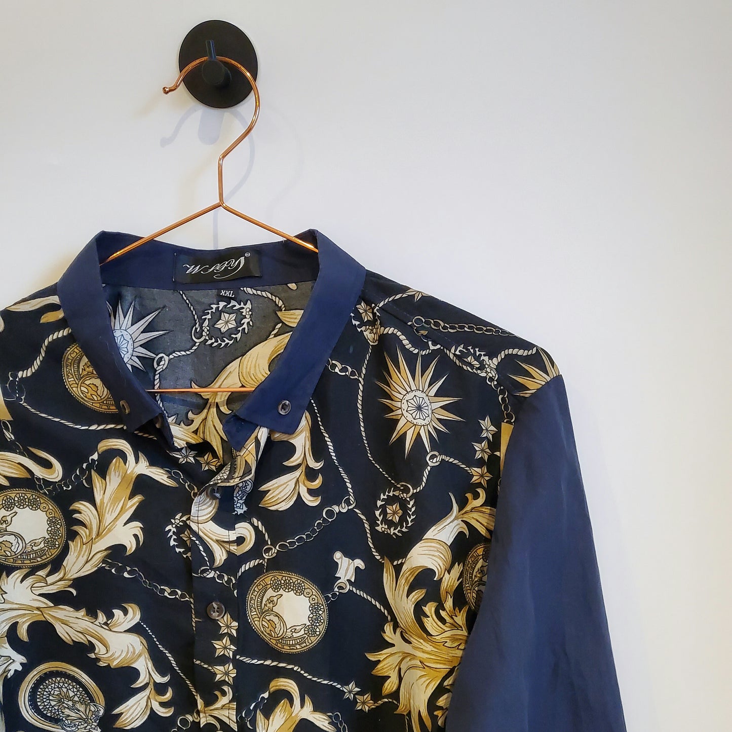 Vintage 90s Baroque Print Shirt | Size 10-12