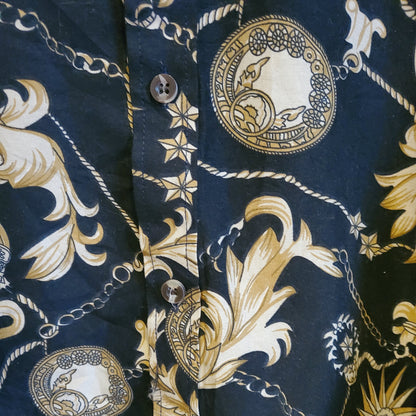Vintage 90s Baroque Print Shirt | Size 10-12