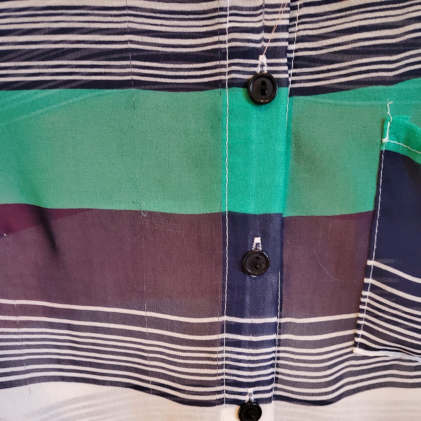 90s Chiffon Striped Blouse | Size M