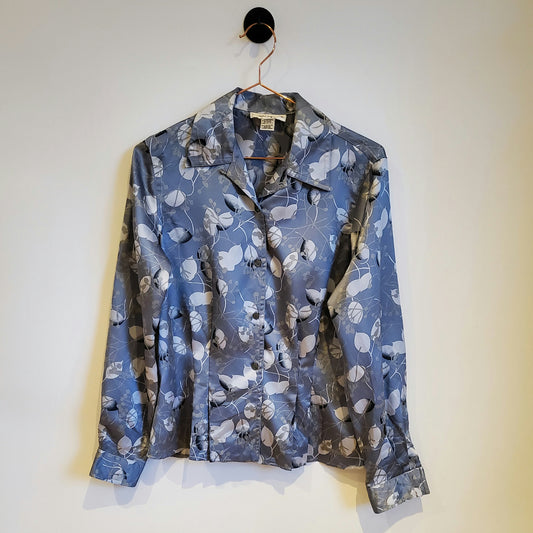 Vintage 80s Floral Long Sleeve Blouse | Size 6