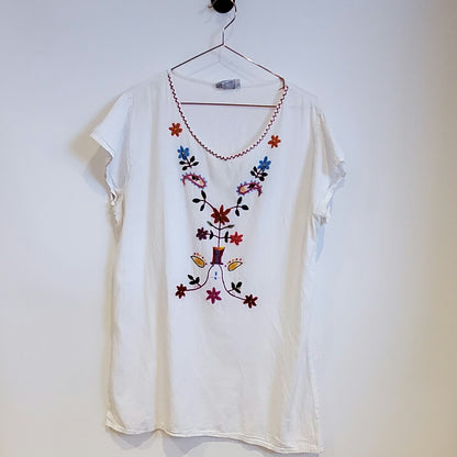Vintage Hand Stitched Floral Tunic | Size XL