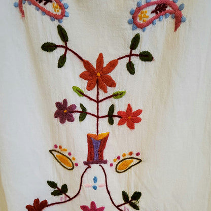 Vintage Hand Stitched Floral Tunic | Size XL